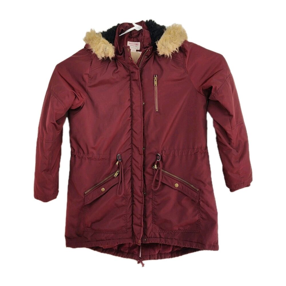Mossimo Supply Co. women's insulated parka coat, XL, burgundy, hooded VGC